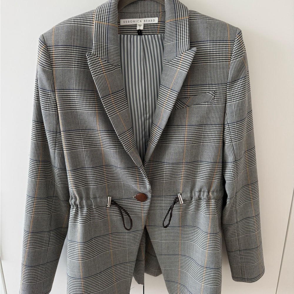 Veronica Beard Gray Glen Plaid Blazer with Tan Windowpane